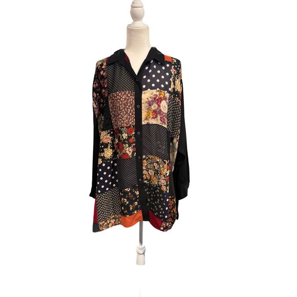 VINTAGE COMPAGNIE INTERNATIONALE EXPRESS Patchwork Shirt Size L - Picture 2 of 6